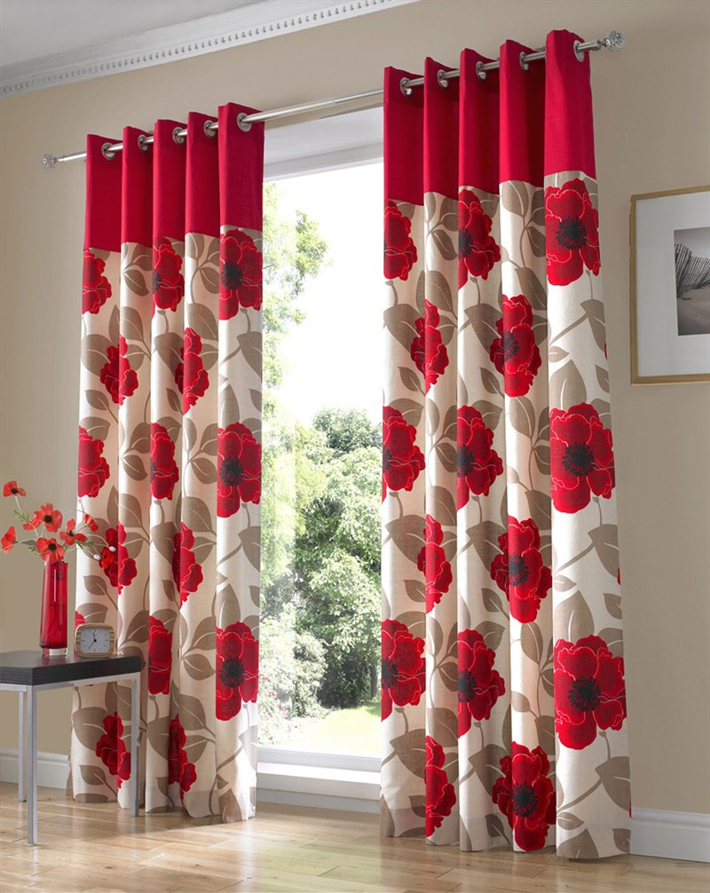 Red And White Curtains Beddings - Vigour Impex