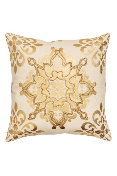 White And Golden Digital Print Cushions Beddings - Vigour Impex