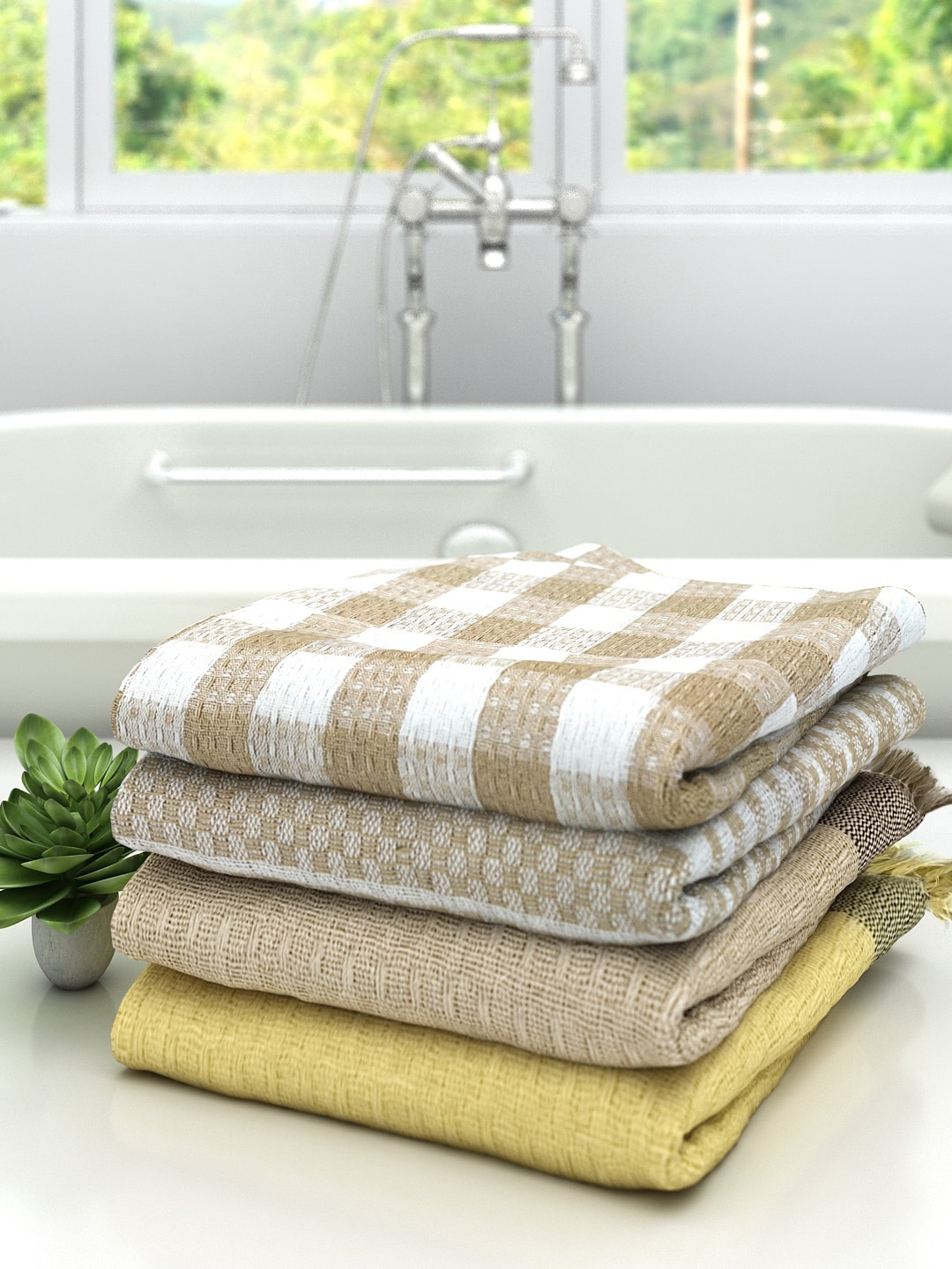 c38a5124-1782-48b7-a10c-ab187e0f4db11653898436007AthomTrendzSetof4CheckedPureCotton210GSMLightweightBathTowel1
