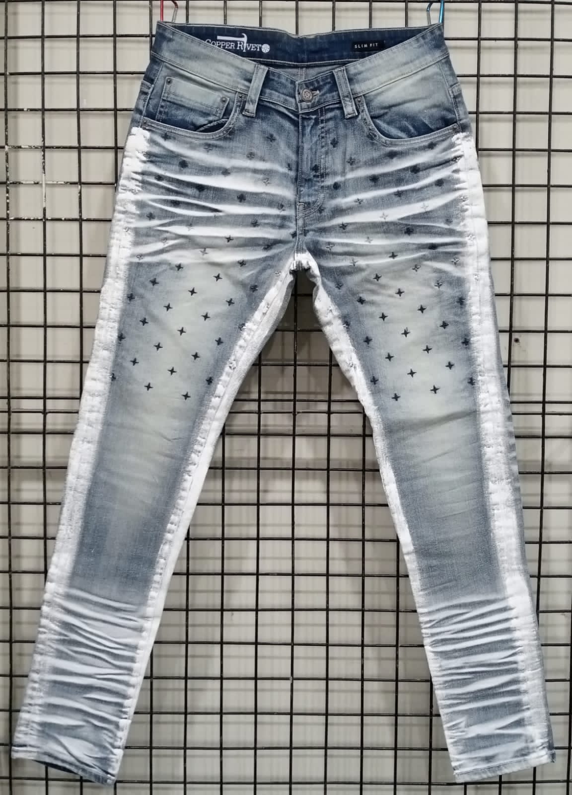 blue jeans with black stars - Vigour Impex