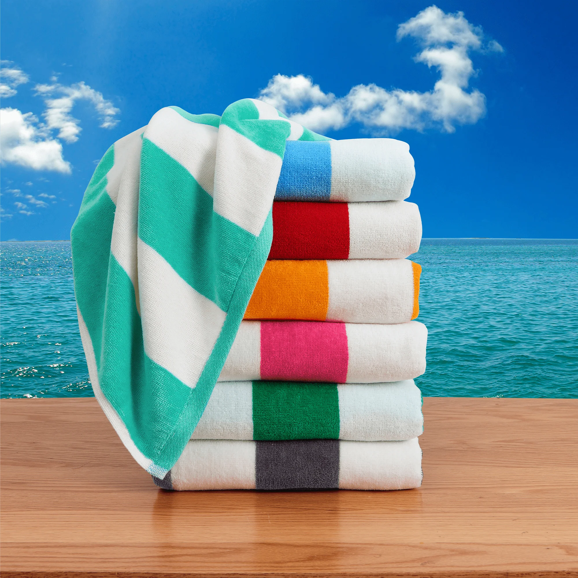 great bay home cabana stripe beach towels - Vigour Impex